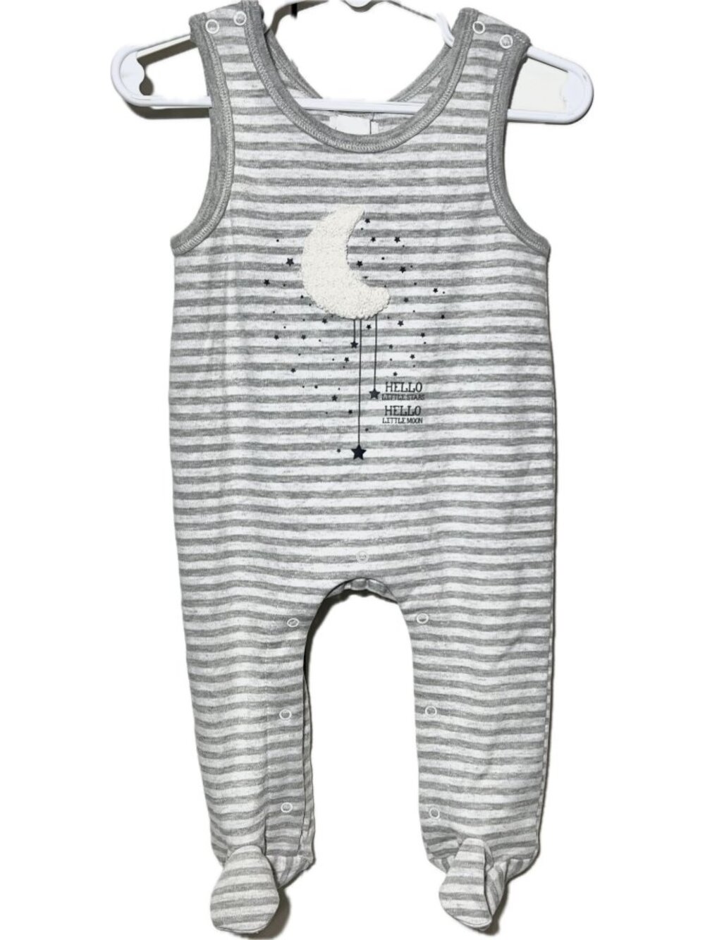 Mud Pie 3m 6m NWT Stars Moon applique Footed sleeper sleeveless gray white